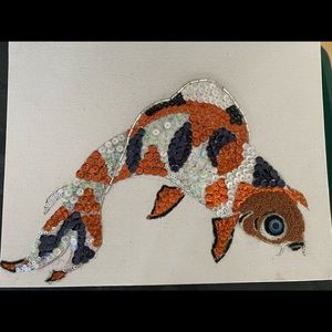 Handmade Beaded Koi Fish Portrait